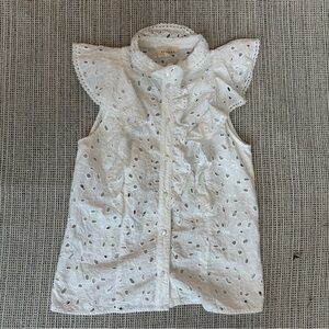 Sezane White Eyelet Top